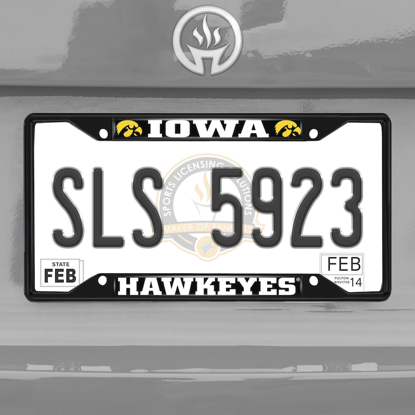 Iowa Hawkeyes Black License Plate Frame