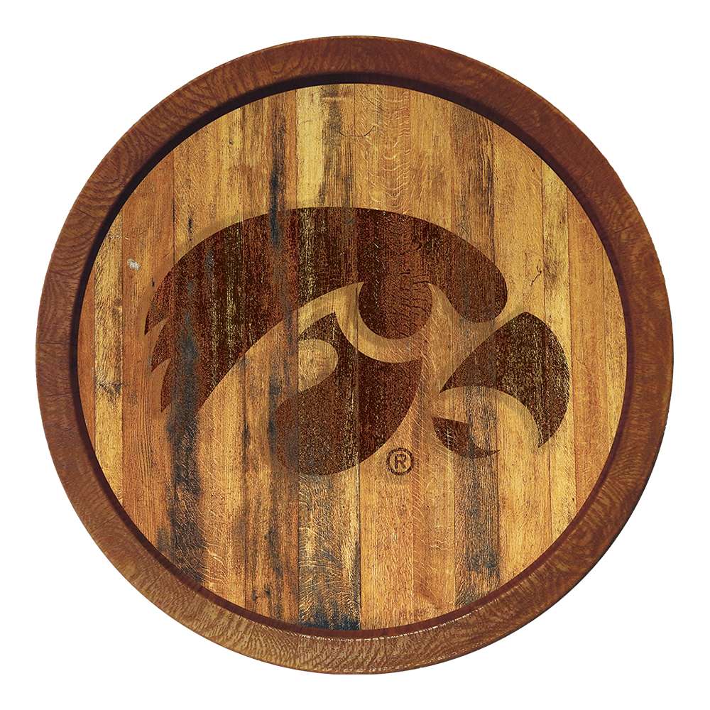 Iowa Hawkeyes Branded FAUX Barrel Top Sign