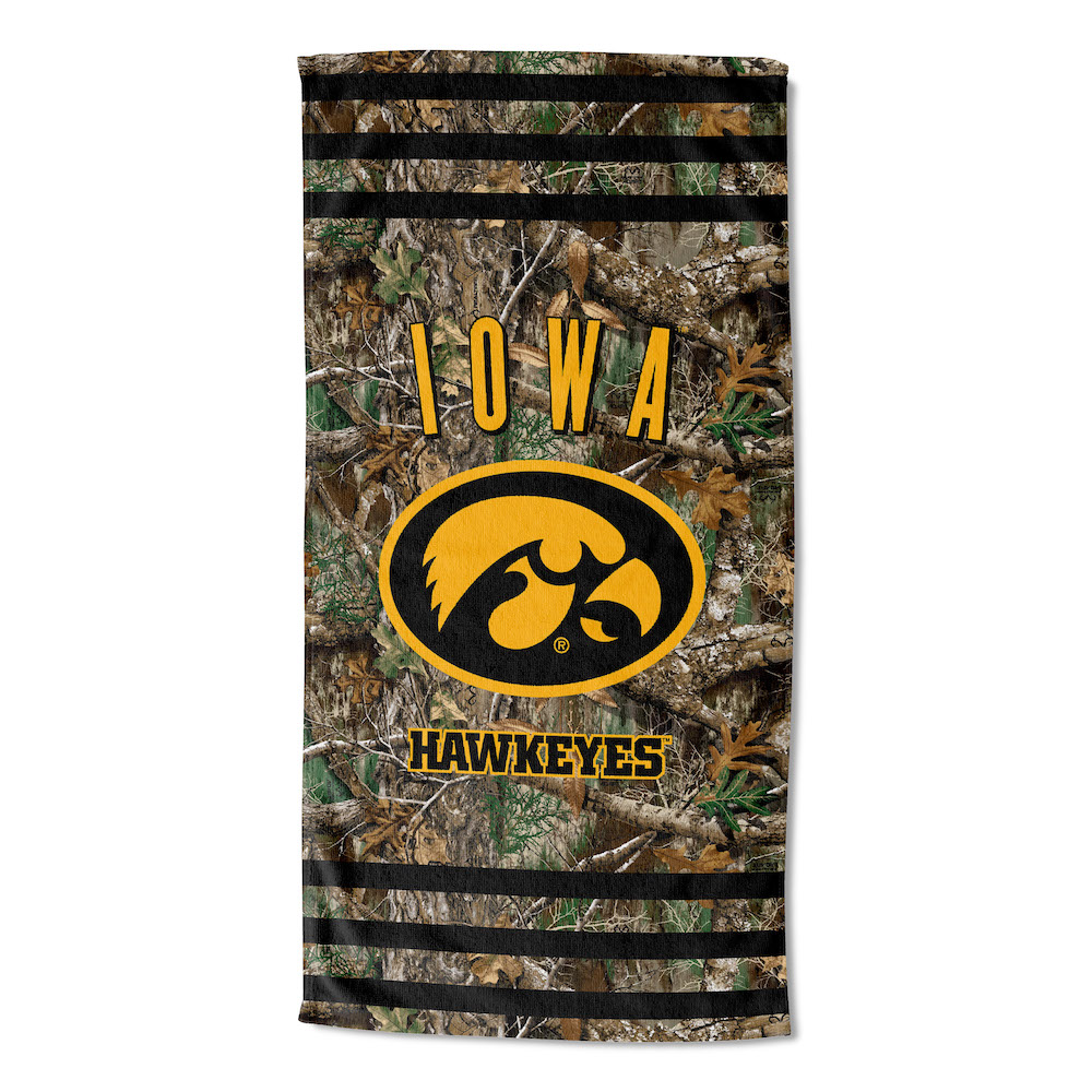 Iowa Hawkeyes Real Tree Camo 30x60 Beach Towel