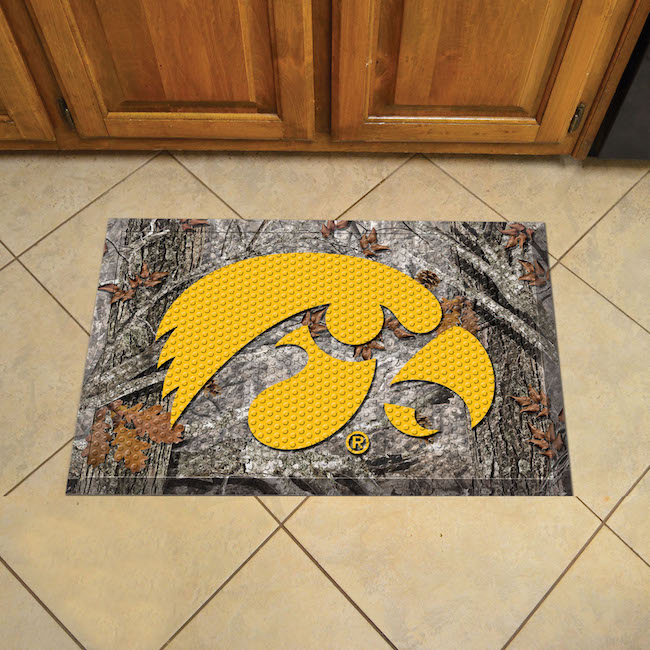 Iowa Hawkeyes Camo Style SCRAPER Door Mat