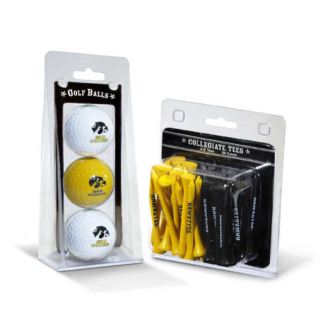 Iowa Hawkeyes 3 Ball Pack and 50 Tee Pack