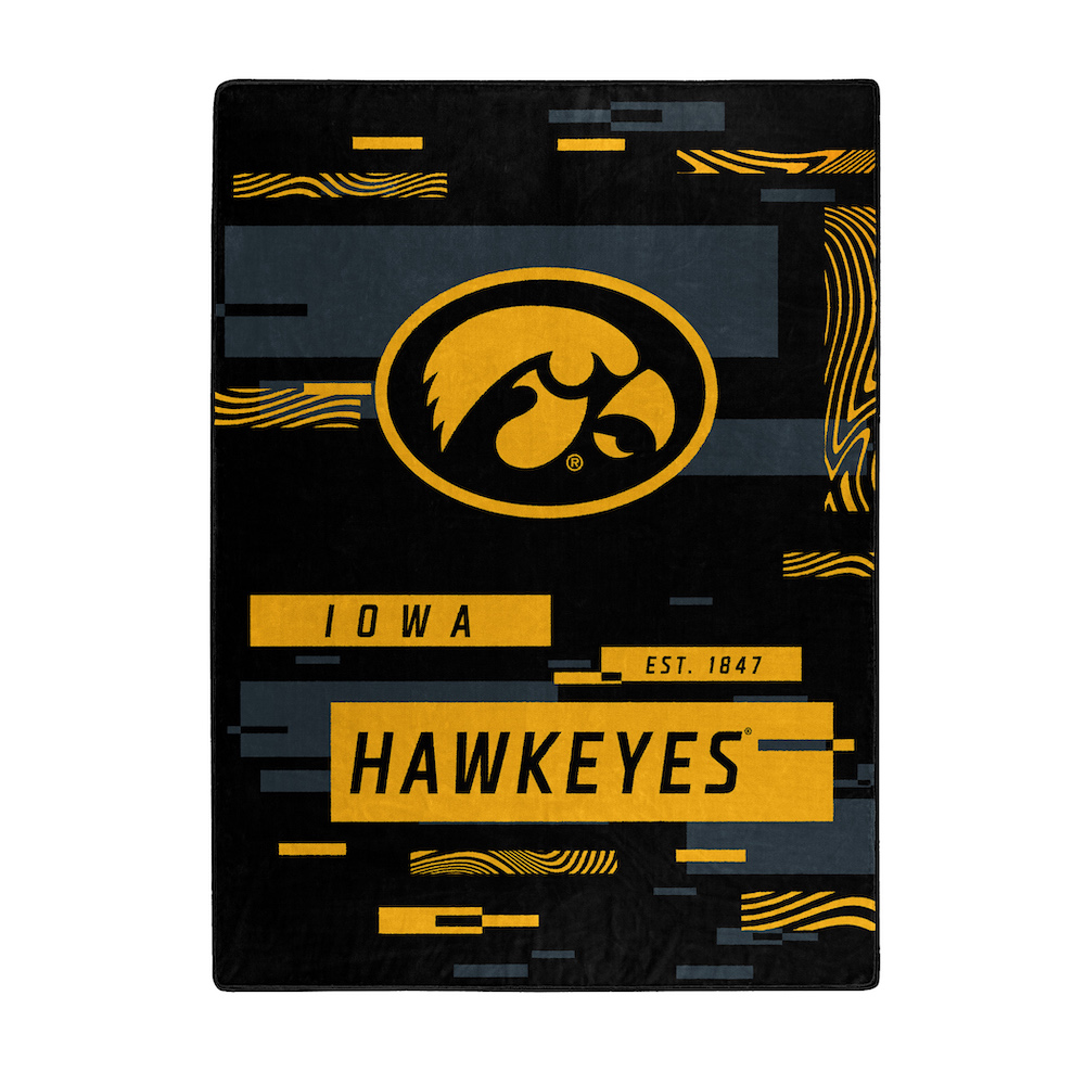 Iowa Hawkeyes Large Plush Fleece Raschel Blanket 60 x 80