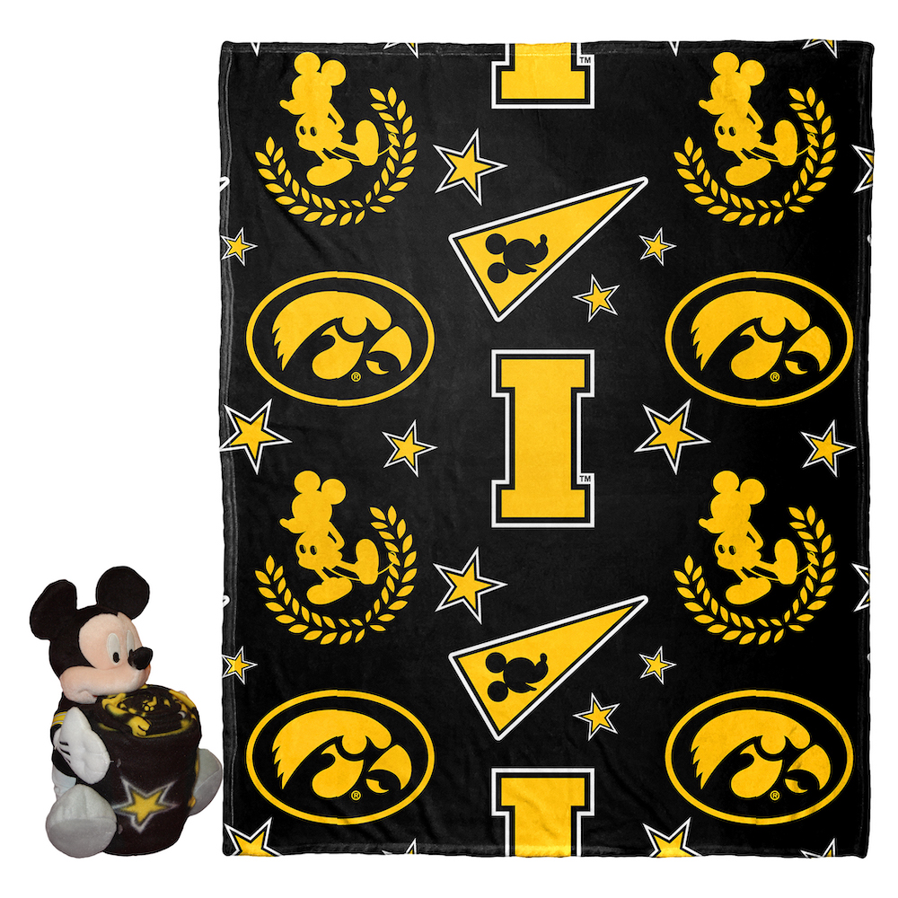 Iowa Hawkeyes Disney Mickey Mouse Hugger and Silk Blanket Set