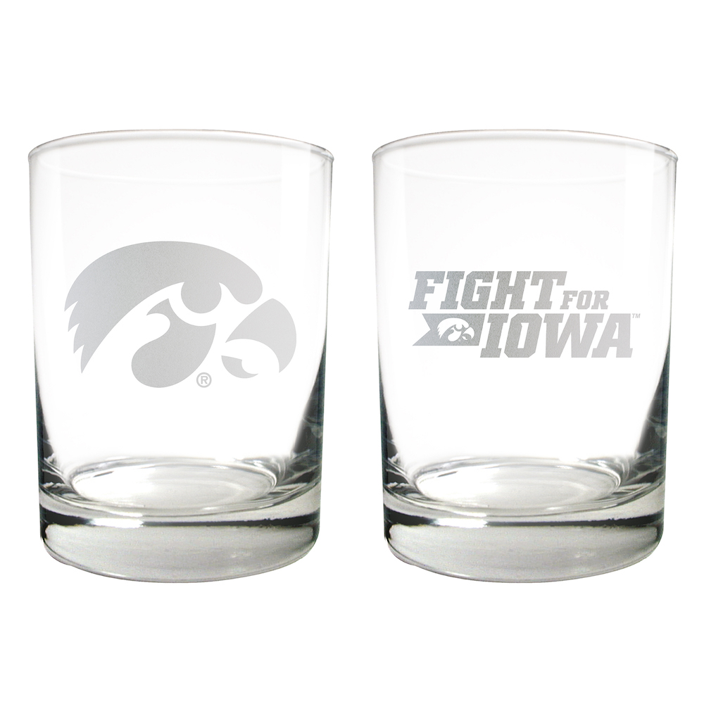 Iowa Hawkeyes 2pc Rocks Glass Set