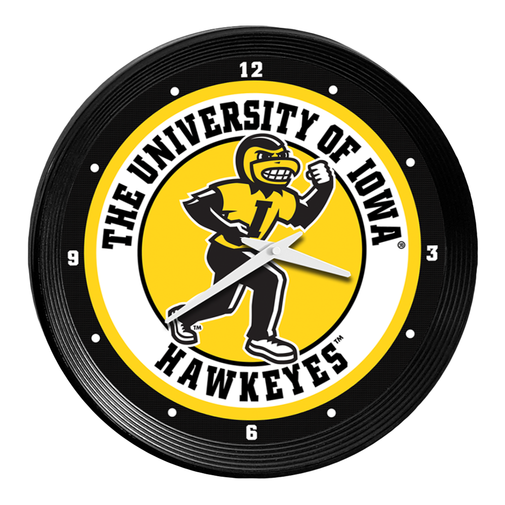 Iowa Hawkeyes Ribbed Frame Wall Clock