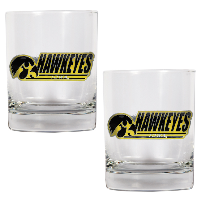 Iowa Hawkeyes NCAA Logo 2pc Rocks Glass Set