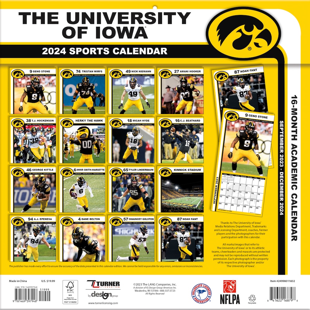 Iowa Hawkeyes 2025 NCAA Mini Wall Calendar