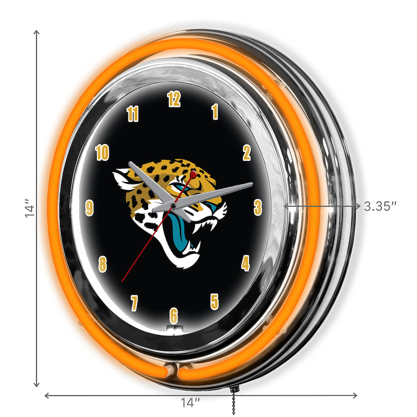 Jacksonville Jaguars Chrome NEON Clock 14 inch