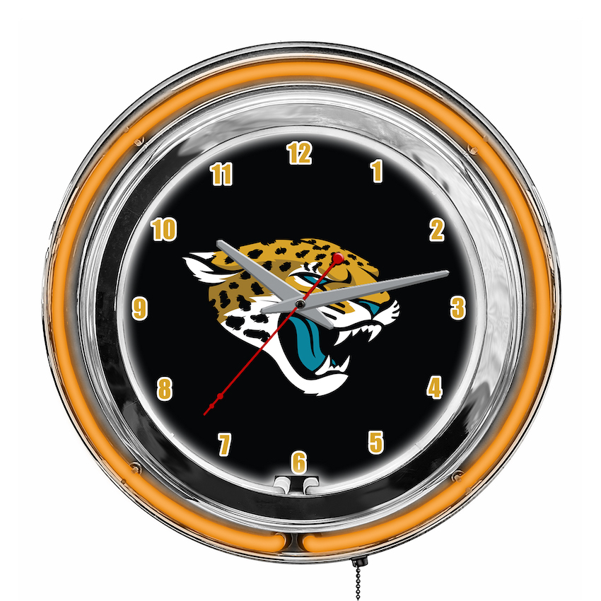 Jacksonville Jaguars Chrome NEON Clock 14 inch