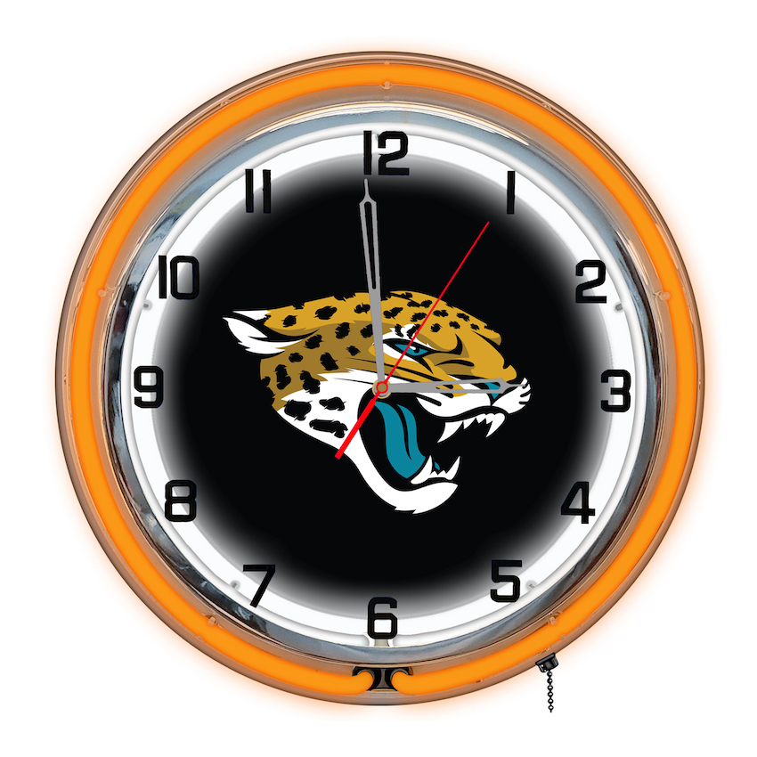 Jacksonville Jaguars Chrome NEON Clock 18 inch