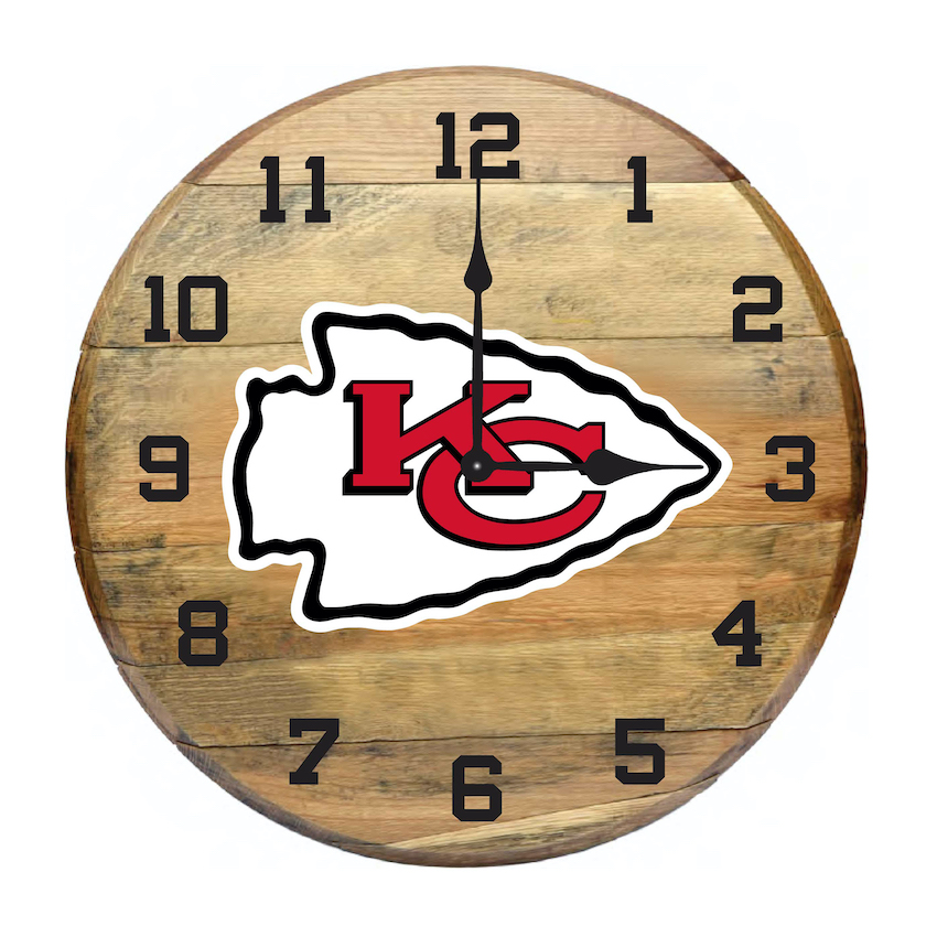 Kansas City Chiefs Oak Barrel Clock