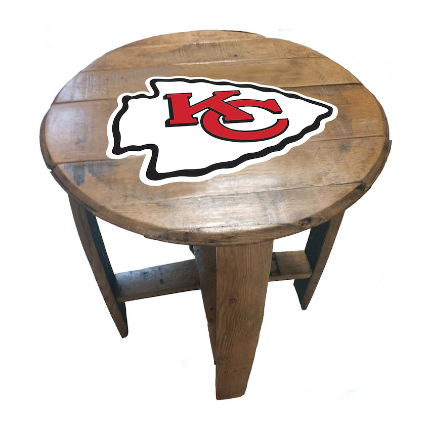 Kansas City Chiefs Oak Barrel Table