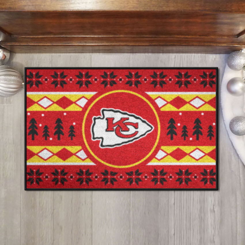 Kansas City Chiefs Holiday Sweater Themed 20 x 30 STARTER Floor Mat