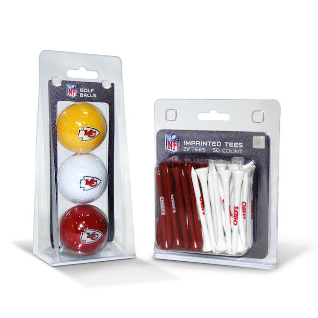 Kansas City Chiefs 3 Ball Pack and 50 Tee Pack