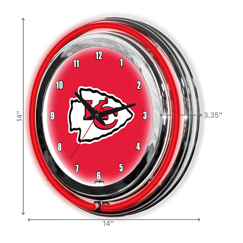 Kansas City Chiefs Chrome NEON Clock 14 inch