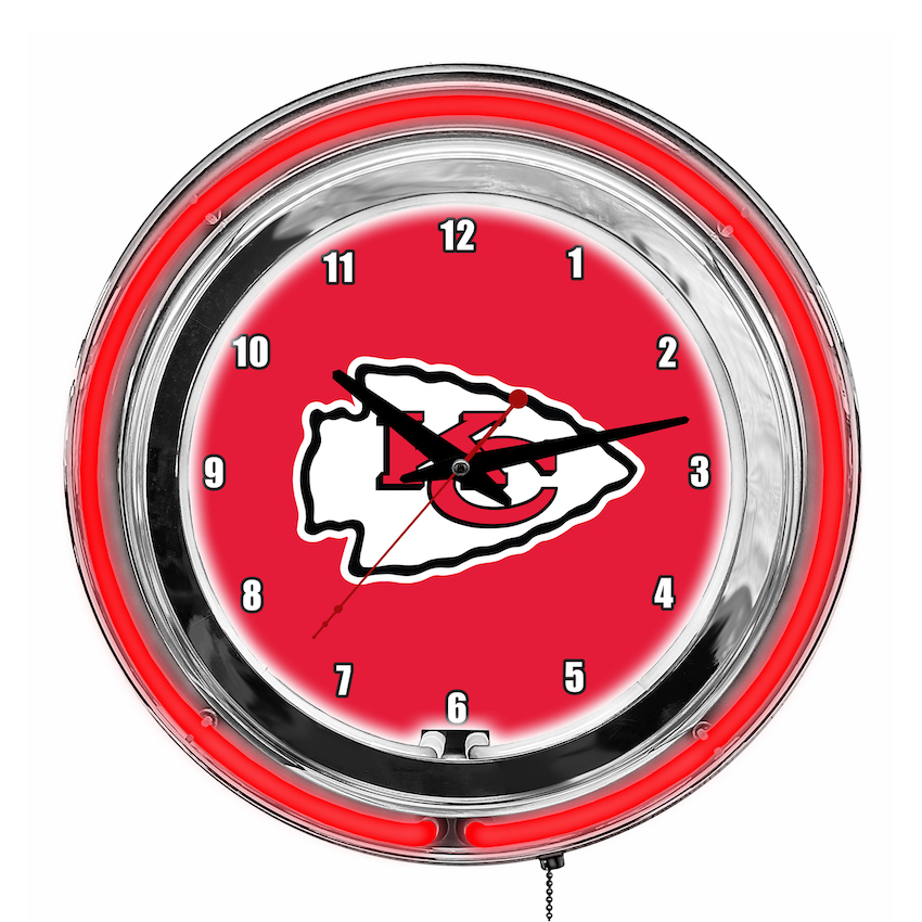 Kansas City Chiefs Chrome NEON Clock 14 inch