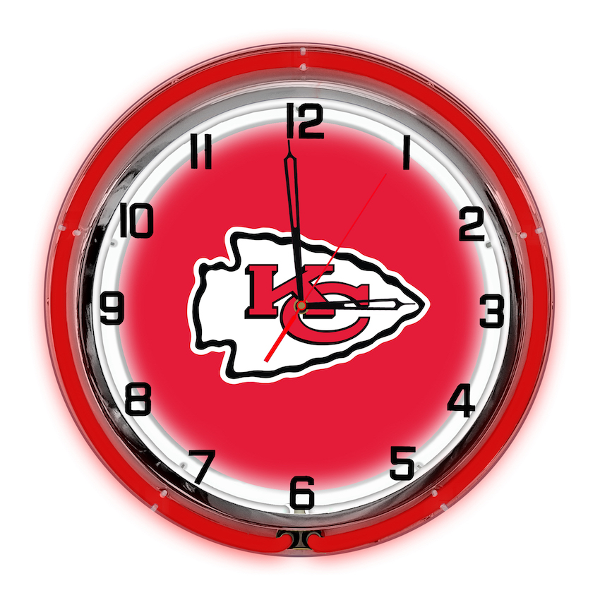 Kansas City Chiefs Chrome NEON Clock 18 inch