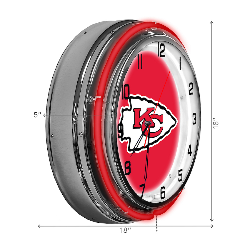 Kansas City Chiefs Chrome NEON Clock 18 inch