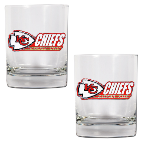 Kansas City Chiefs NFL Logo 2pc Rocks Glass Set