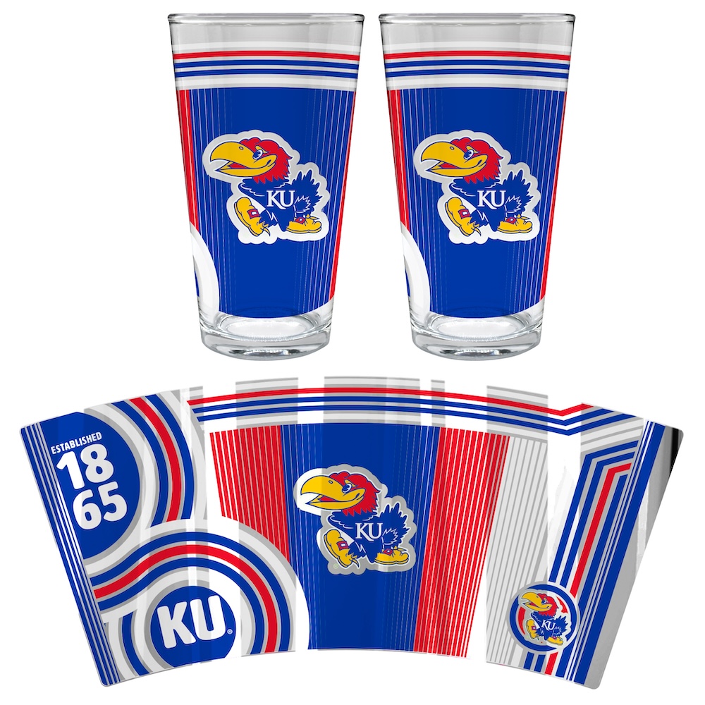 Kansas Jayhawks COOL VIBES 2 pc Pint Glass Set