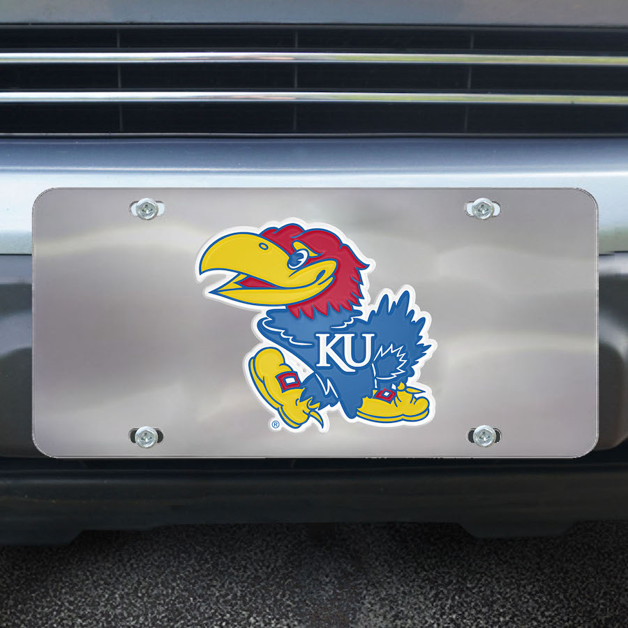 Kansas Jayhawks Stainless Steel Die-cast License Plate