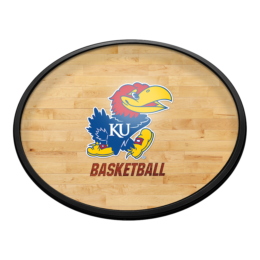 Kansas Jayhawks HARDWOOD Slimline LED Wall Sign ~ OVAL