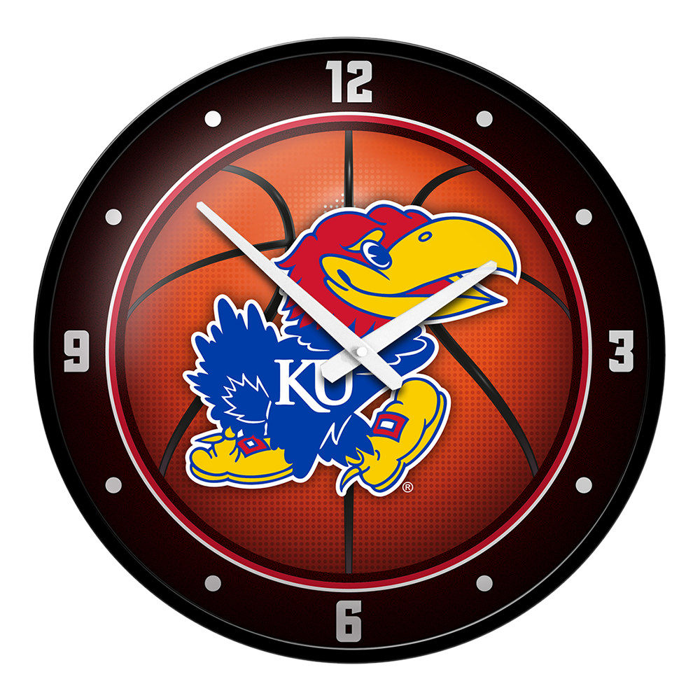 Kansas Jayhawks Modern Disc BASKETBALL Wall Clock