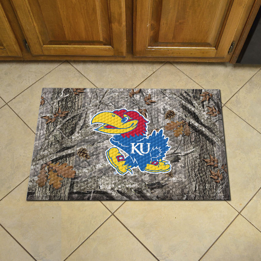 Kansas Jayhawks Camo Style SCRAPER Door Mat