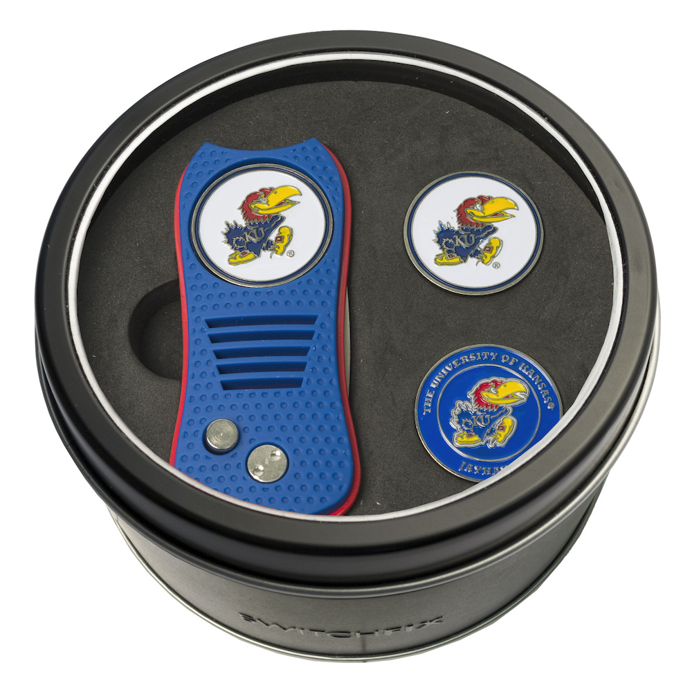 Kansas Jayhawks Switchblade Divot Tool and 2 Ball Marker Gift Pack