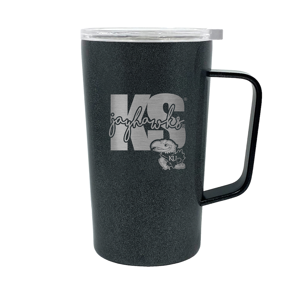 Kansas Jayhawks 18 oz HUSTLE Travel Mug - ONYX