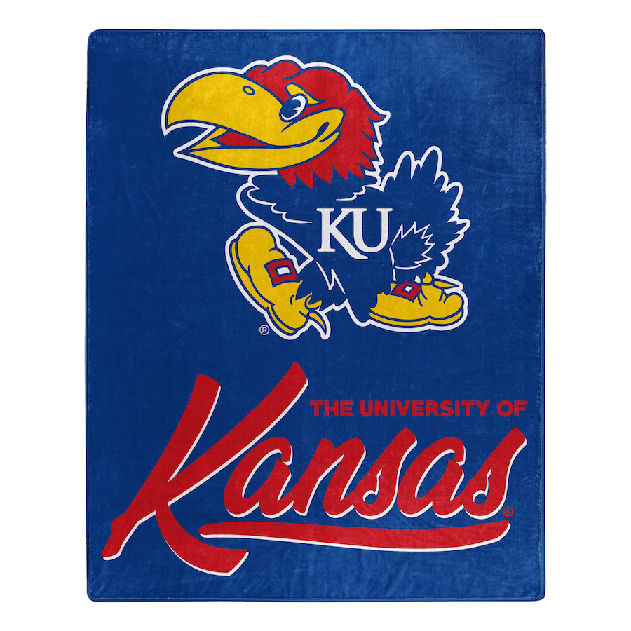 Kansas Jayhawks Plush Fleece Raschel Blanket 50 x 60