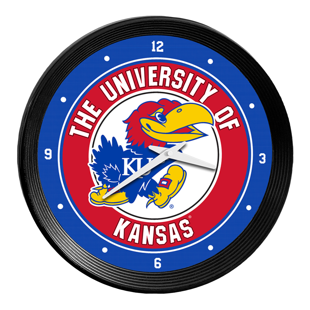 Kansas Jayhawks Ribbed Frame Wall Clock