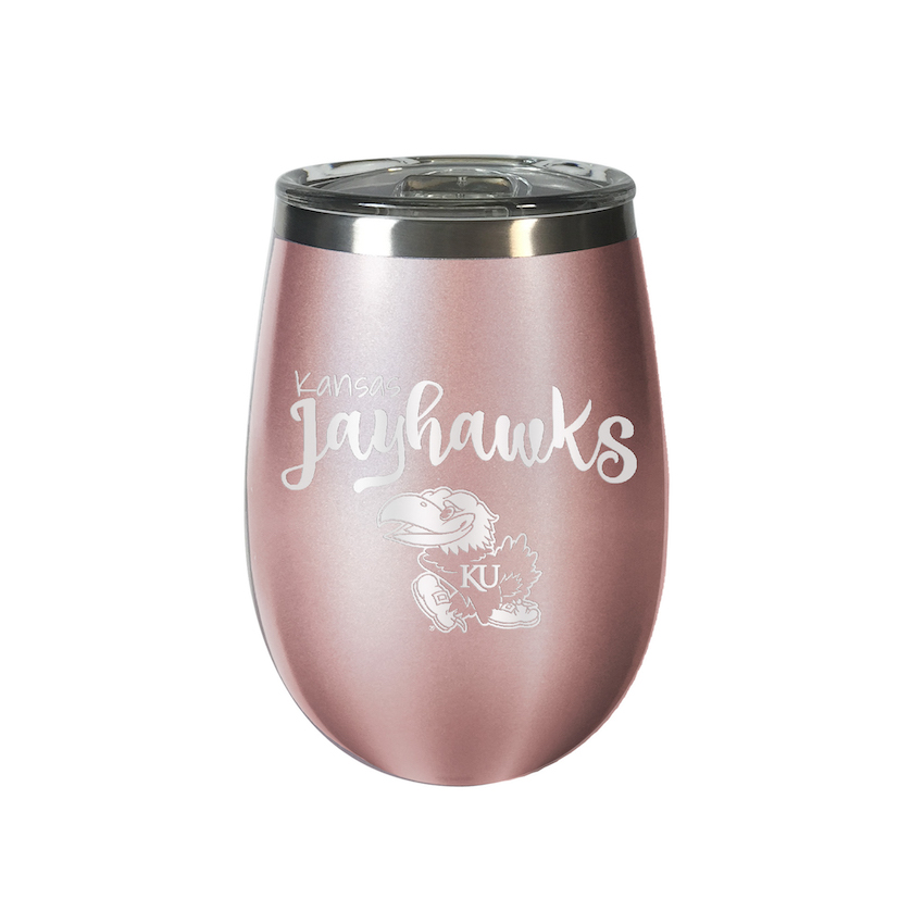 Kansas Jayhawks 10 oz Rose Gold Wine Tumbler