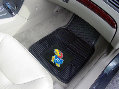 Kansas Jayhawks Car Floor Mats 18 x 27 Heavy Duty Vinyl Pair