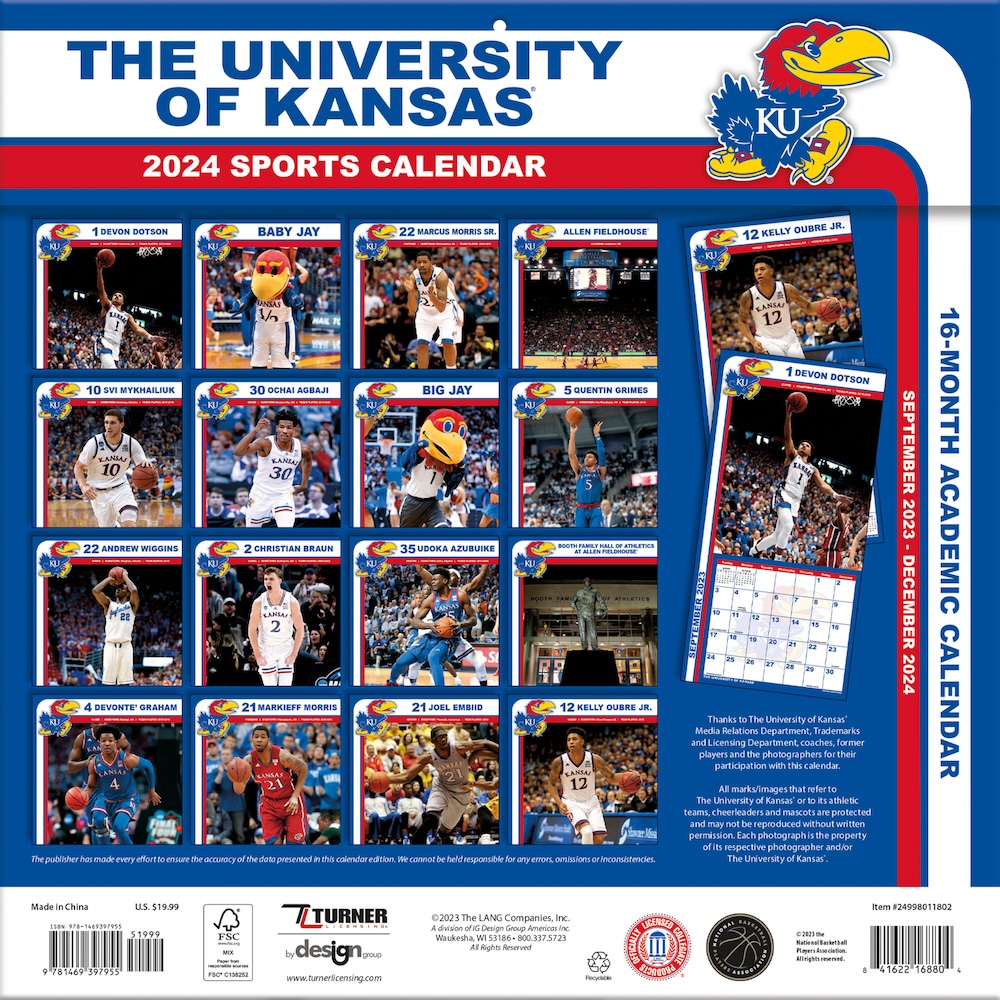 Kansas Jayhawks 2025 NCAA Team Wall Calendar