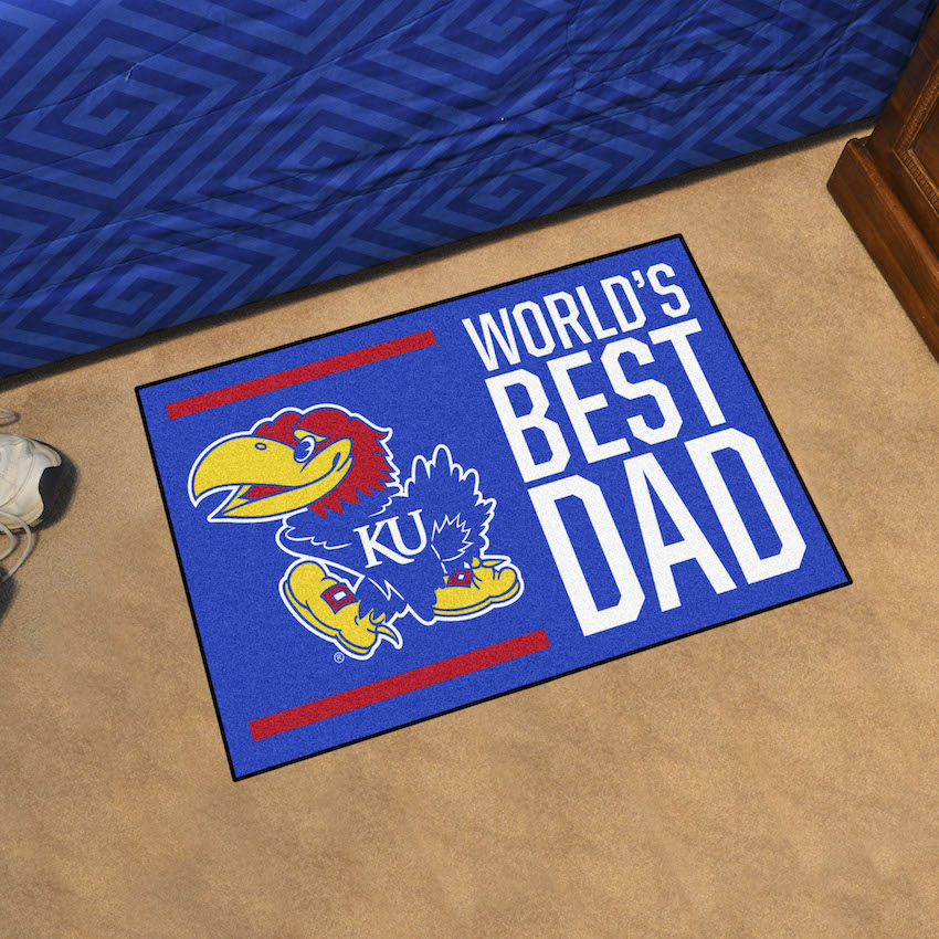 Kansas Jayhawks 20 x 30 WORLDS BEST DAD Floor Mat