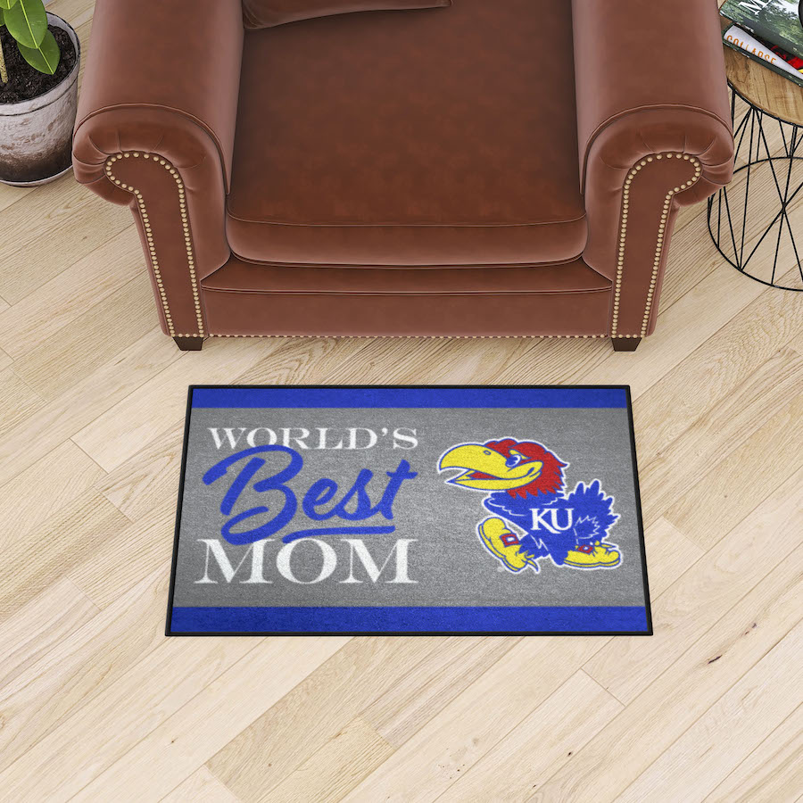 Kansas Jayhawks 20 x 30 WORLDS BEST MOM Floor Mat