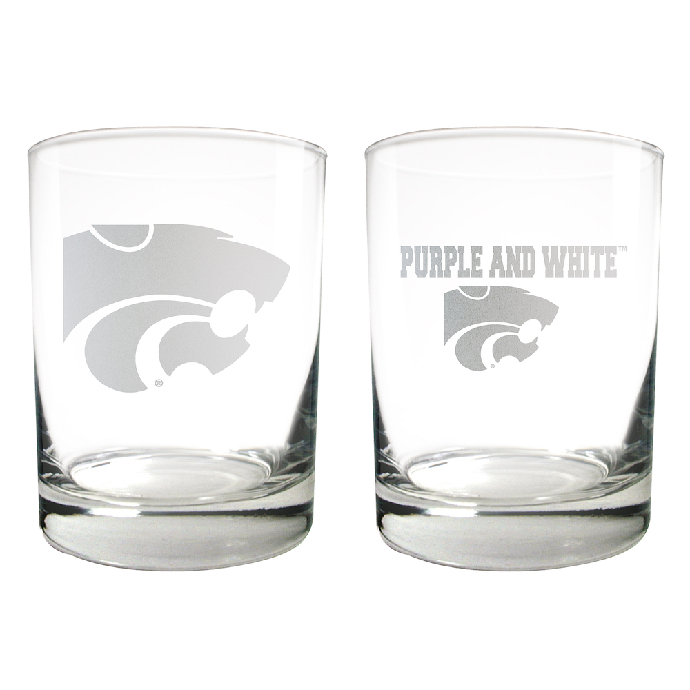 Kansas State Wildcats 2pc Rocks Glass Set