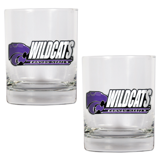 Kansas State Wildcats NCAA Logo 2pc Rocks Glass Set