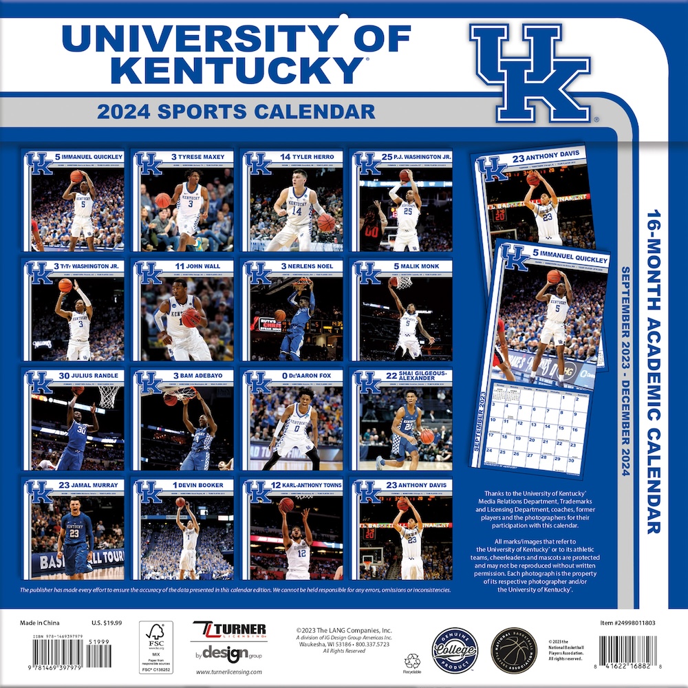 Kentucky Wildcats 2025 NCAA Mini Wall Calendar