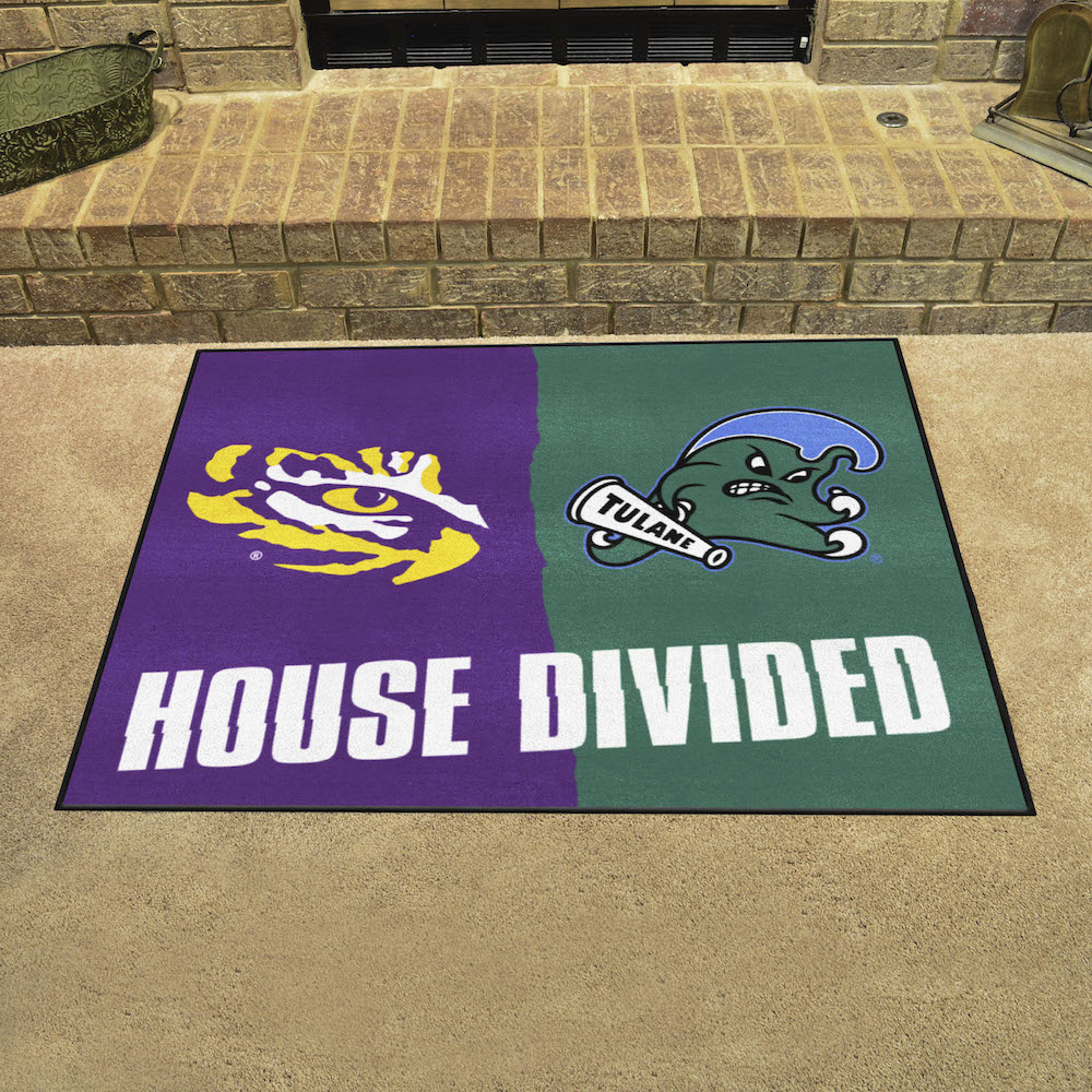 NCAA House Divided Rivalry Rug LSU Tigers - Tulane Green Wave