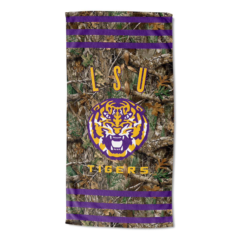 LSU Tigers Real Tree Camo 30x60 Beach Towel