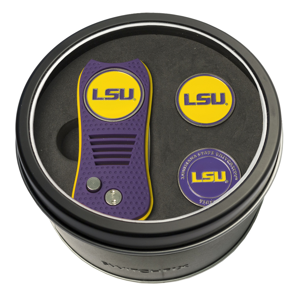 LSU Tigers Switchblade Divot Tool and 2 Ball Marker Gift Pack