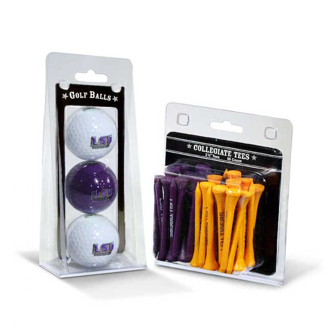 LSU Tigers 3 Ball Pack and 50 Tee Pack