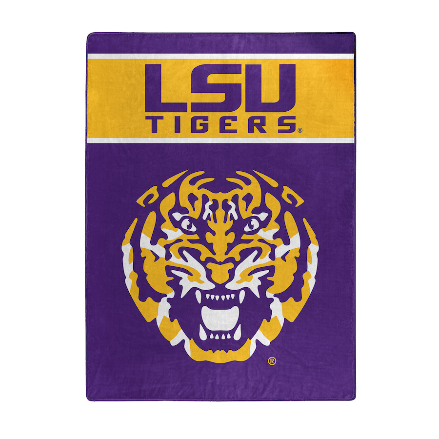 LSU Tigers Large Plush Fleece Raschel Blanket 60 x 80