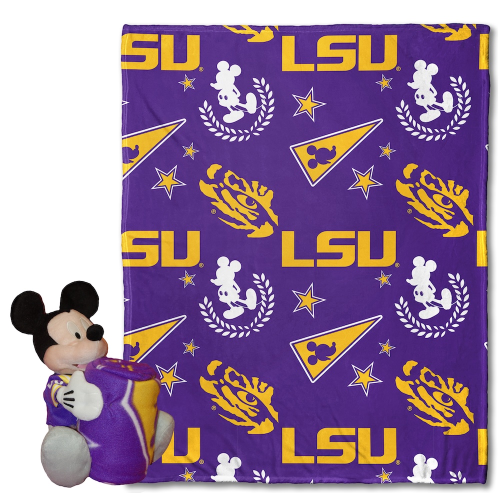 LSU Tigers Disney Mickey Mouse Hugger and Silk Blanket Set