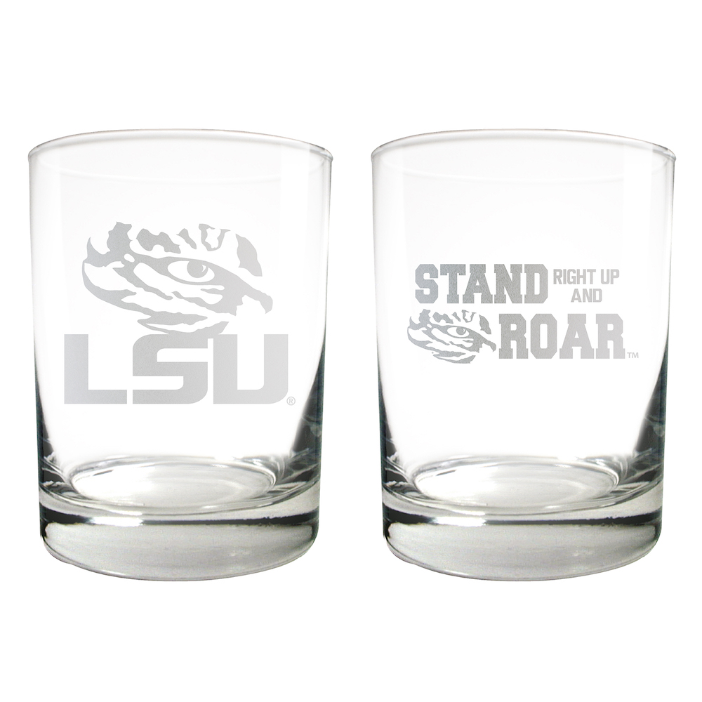 LSU Tigers 2pc Rocks Glass Set