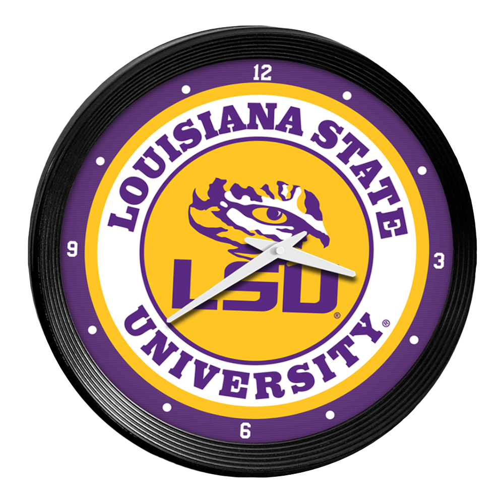 LSU Tigers Ribbed Frame Wall Clock