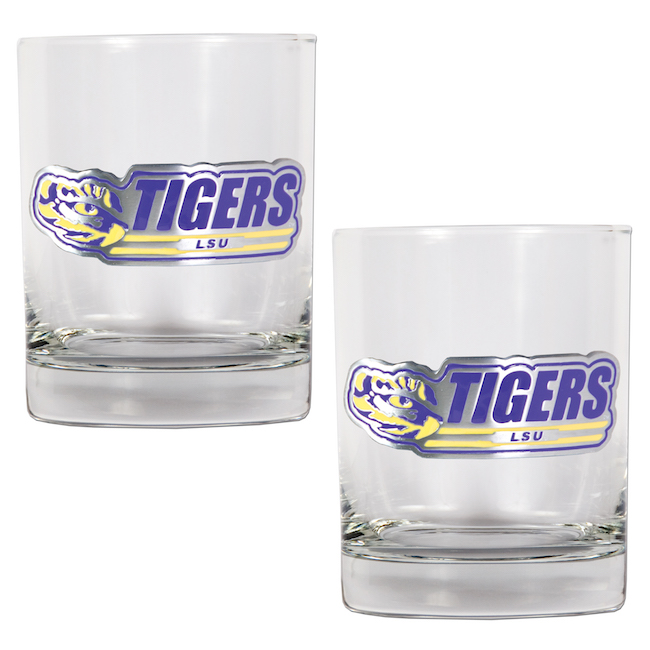 LSU Tigers NCAA Logo 2pc Rocks Glass Set