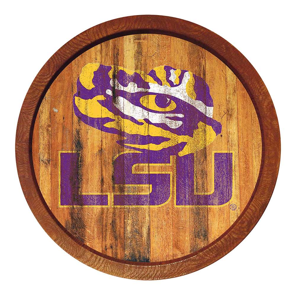 LSU Tigers Weathered FAUX Barrel Top Sign